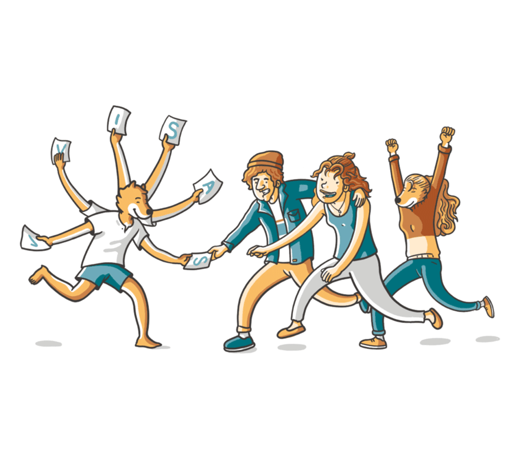 Team gathering and handing over Evidence Pack documents for the visa application